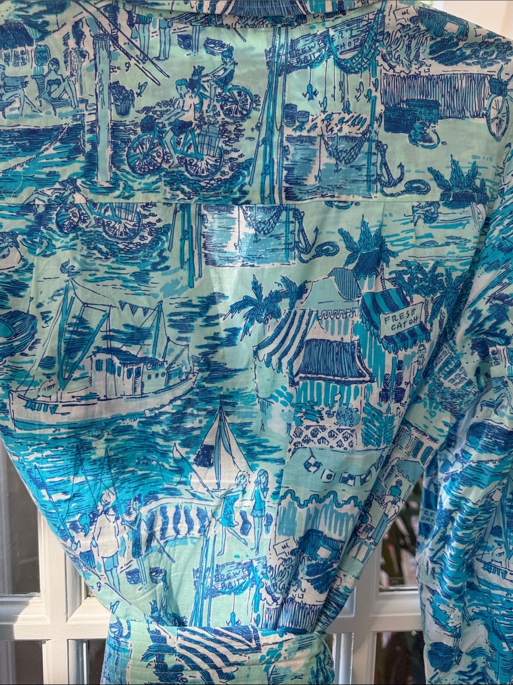 Lilly Pulitzer Blue & Aqua Printed Button-Front Shirt Dress - Picture 6 of 12